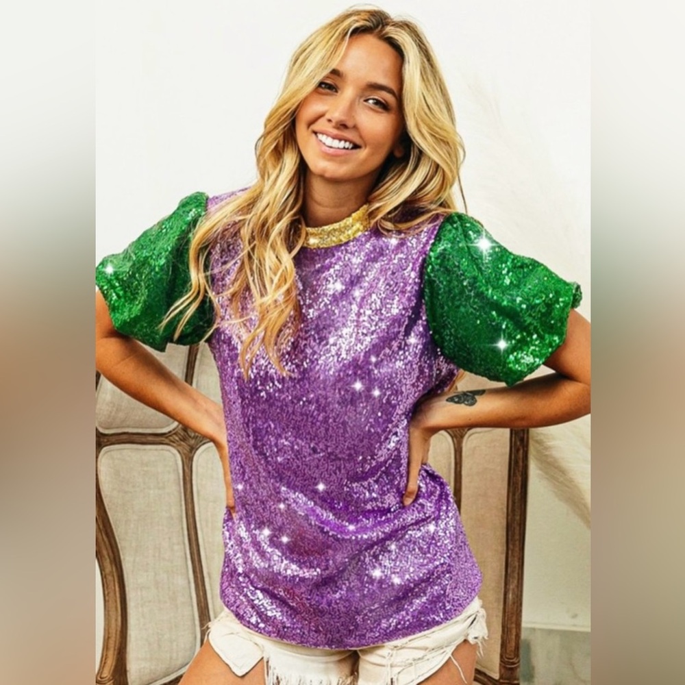 BiBi Mardi Gras sequin top